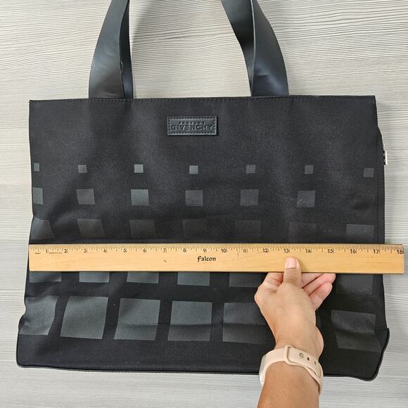Givenchy Parfums Logo Tote Bag Fabric Black Lined Nylon PVC Shopper Weekend - Picture 15 of 16
